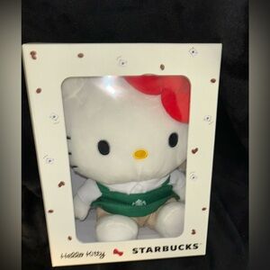 Starbucks Hello Kitty Plush with Red Bow and Green Apron - Limited Edition